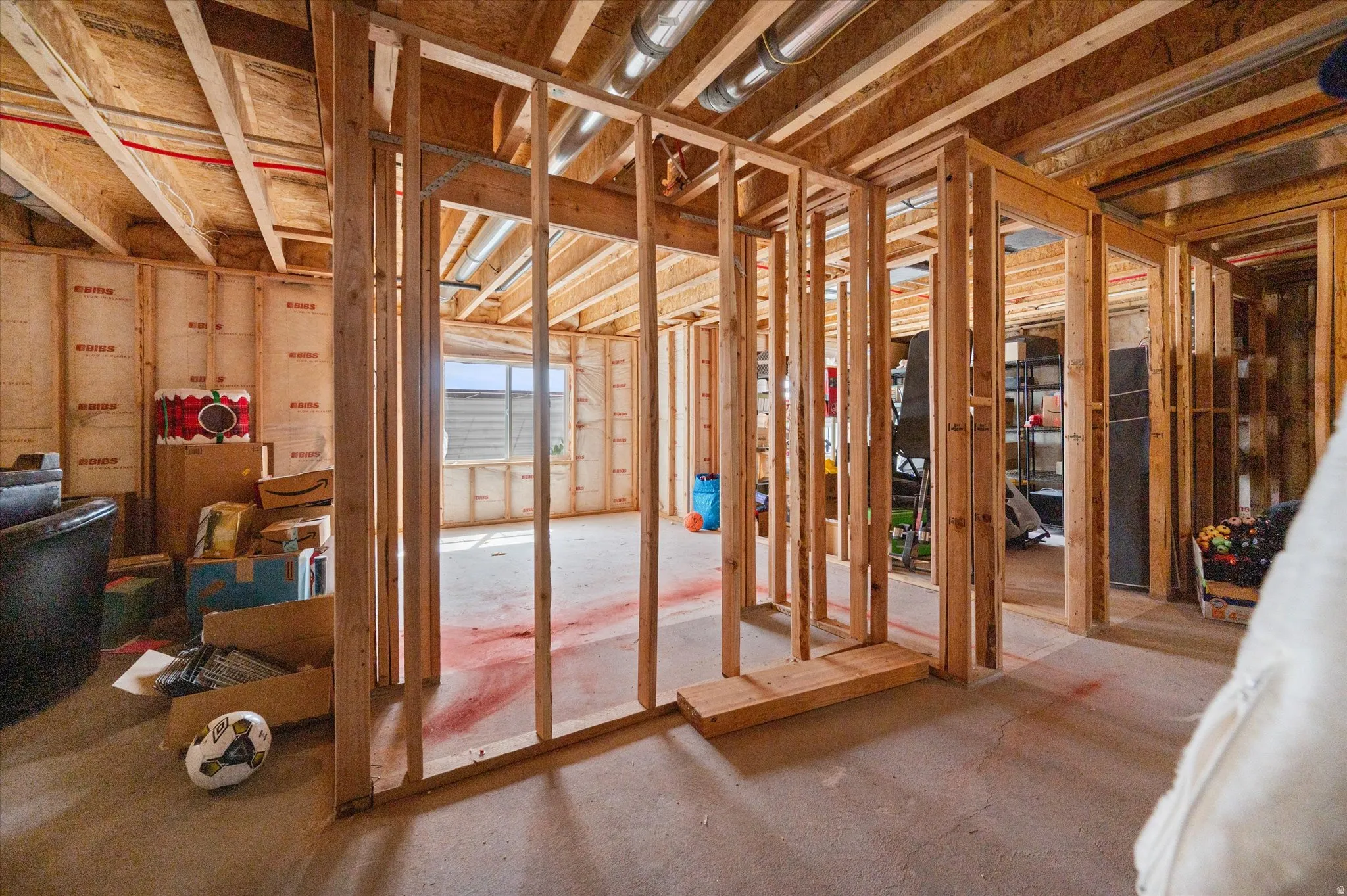 View of future bedroom. Framed including closet. 9ft ceilings in basement