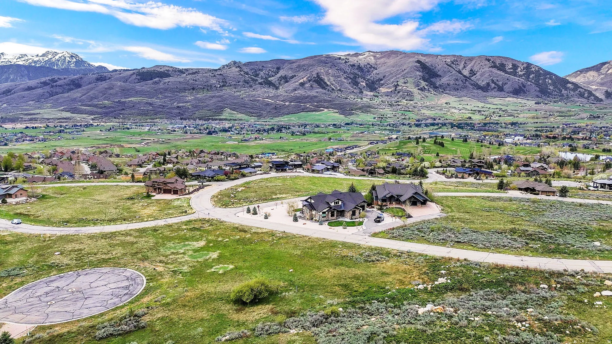 View of mountain background with nearby suburban area