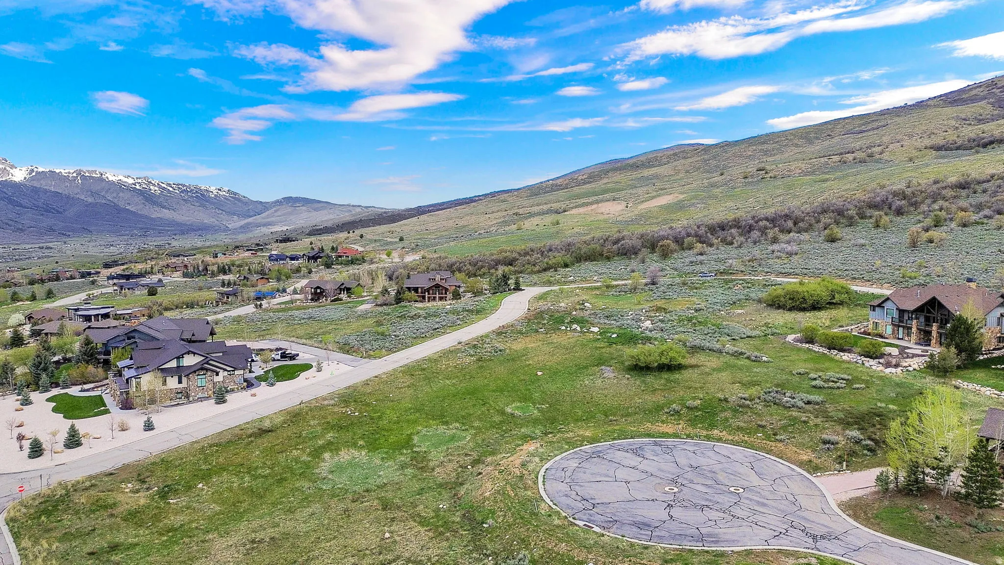 Aerial view of a mountainous background