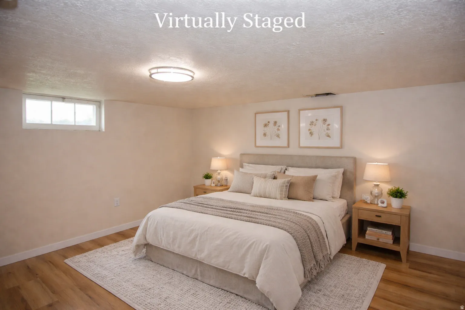 Virtual Staged - Remodeled bedroom with textured ceiling and new LVP floors