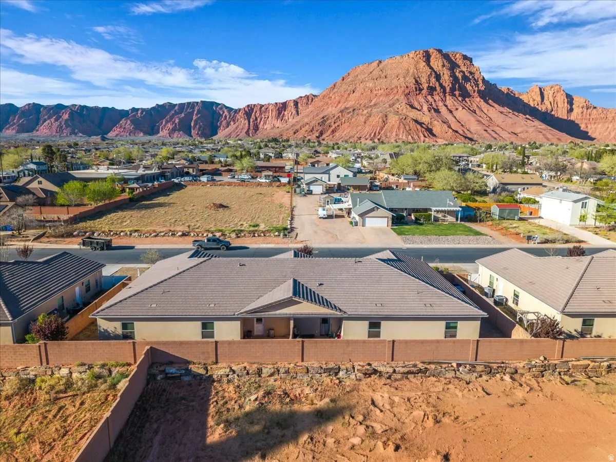 View of mountain background with nearby suburban area