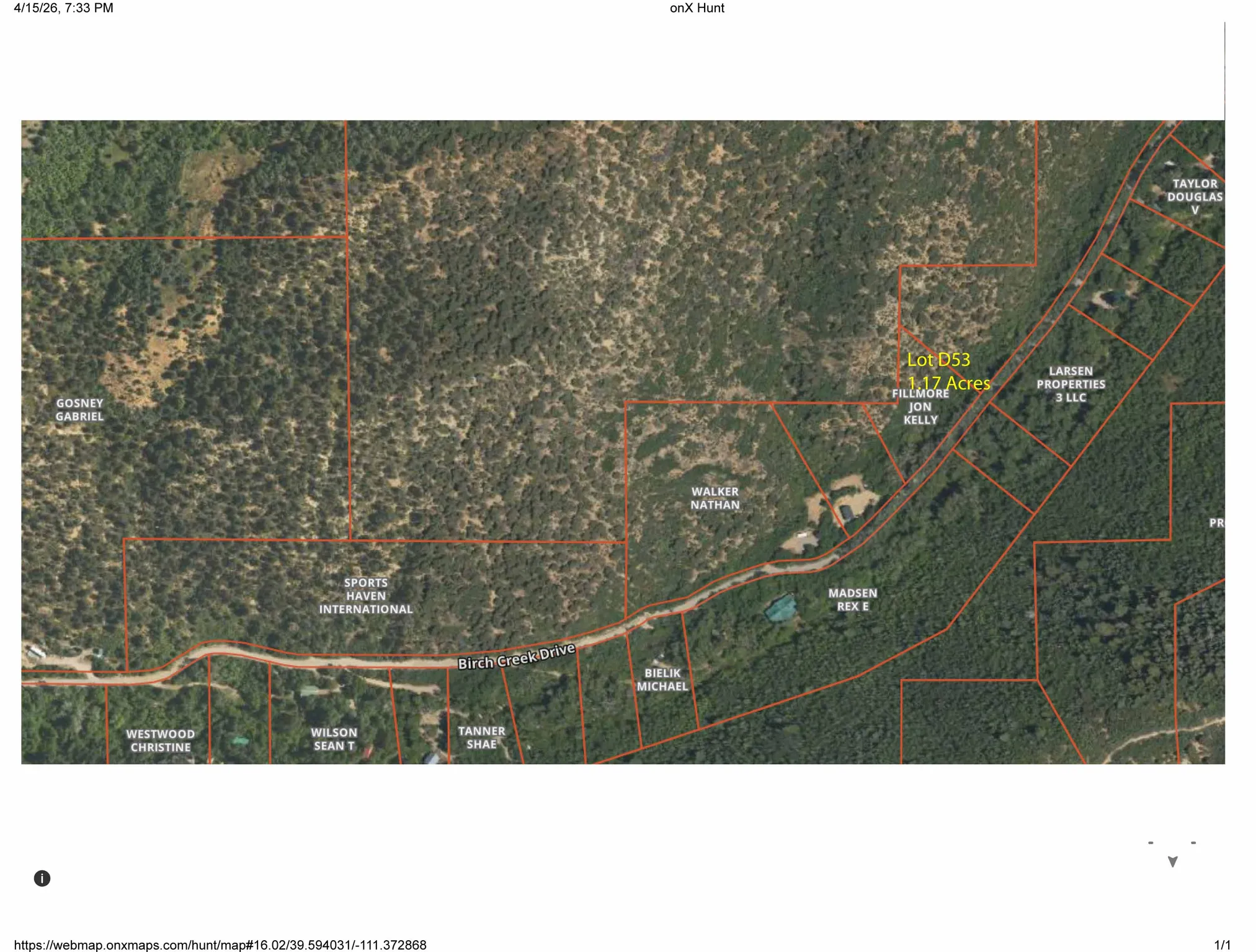 Property Map. Displaying lot boundaries and owner names for the property