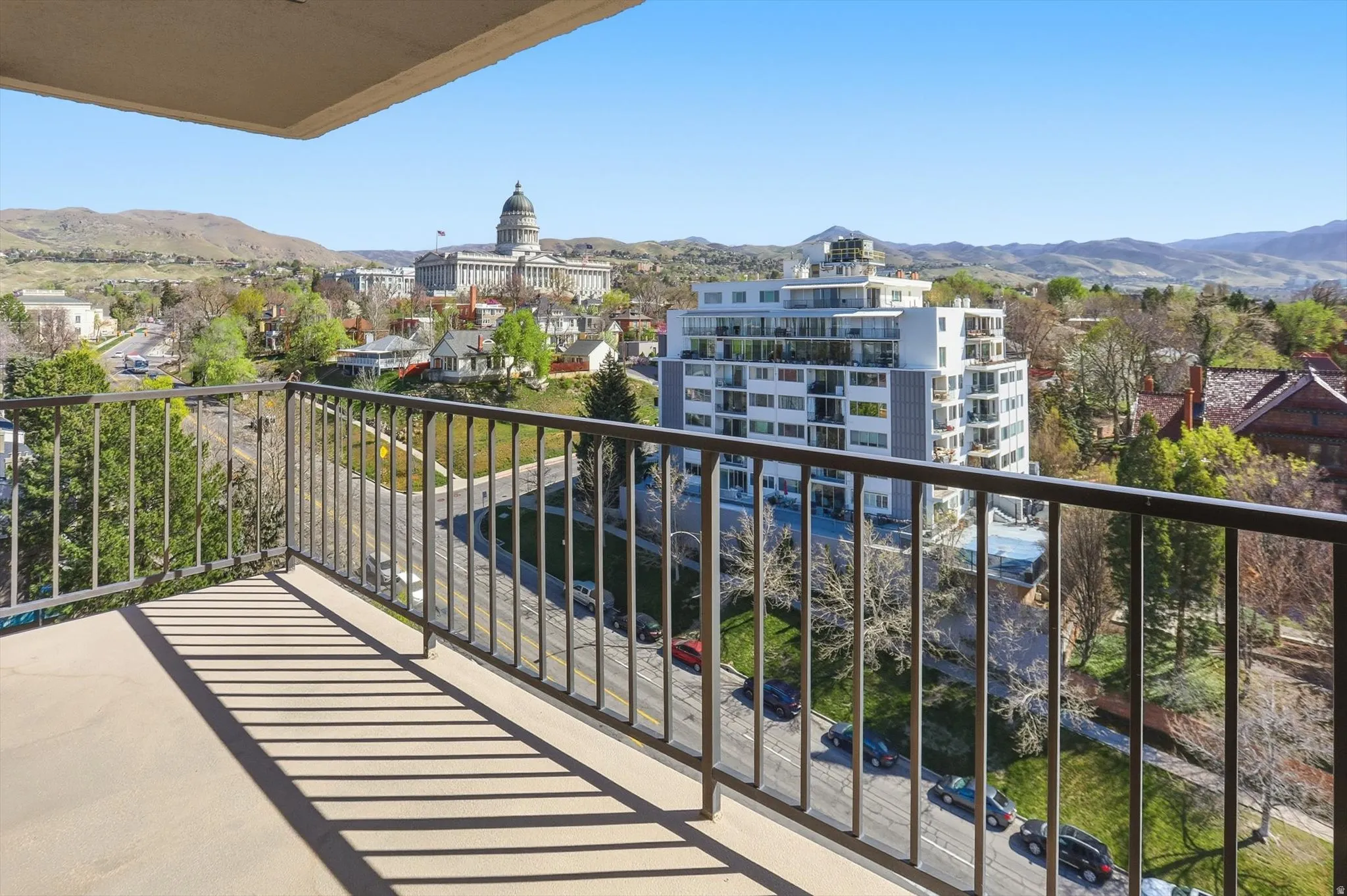 Balcony with a mountain view