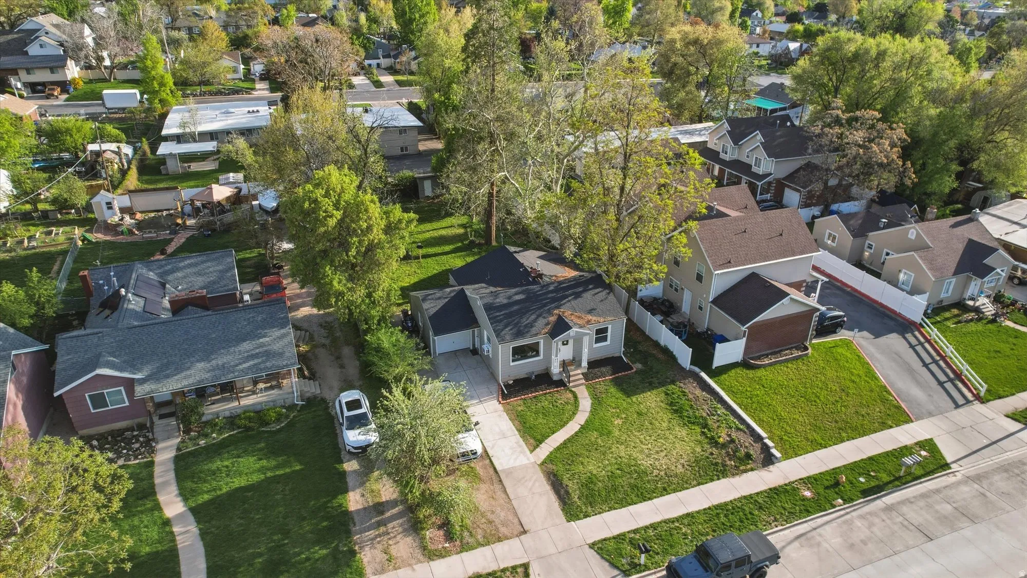 Aerial perspective of suburban area