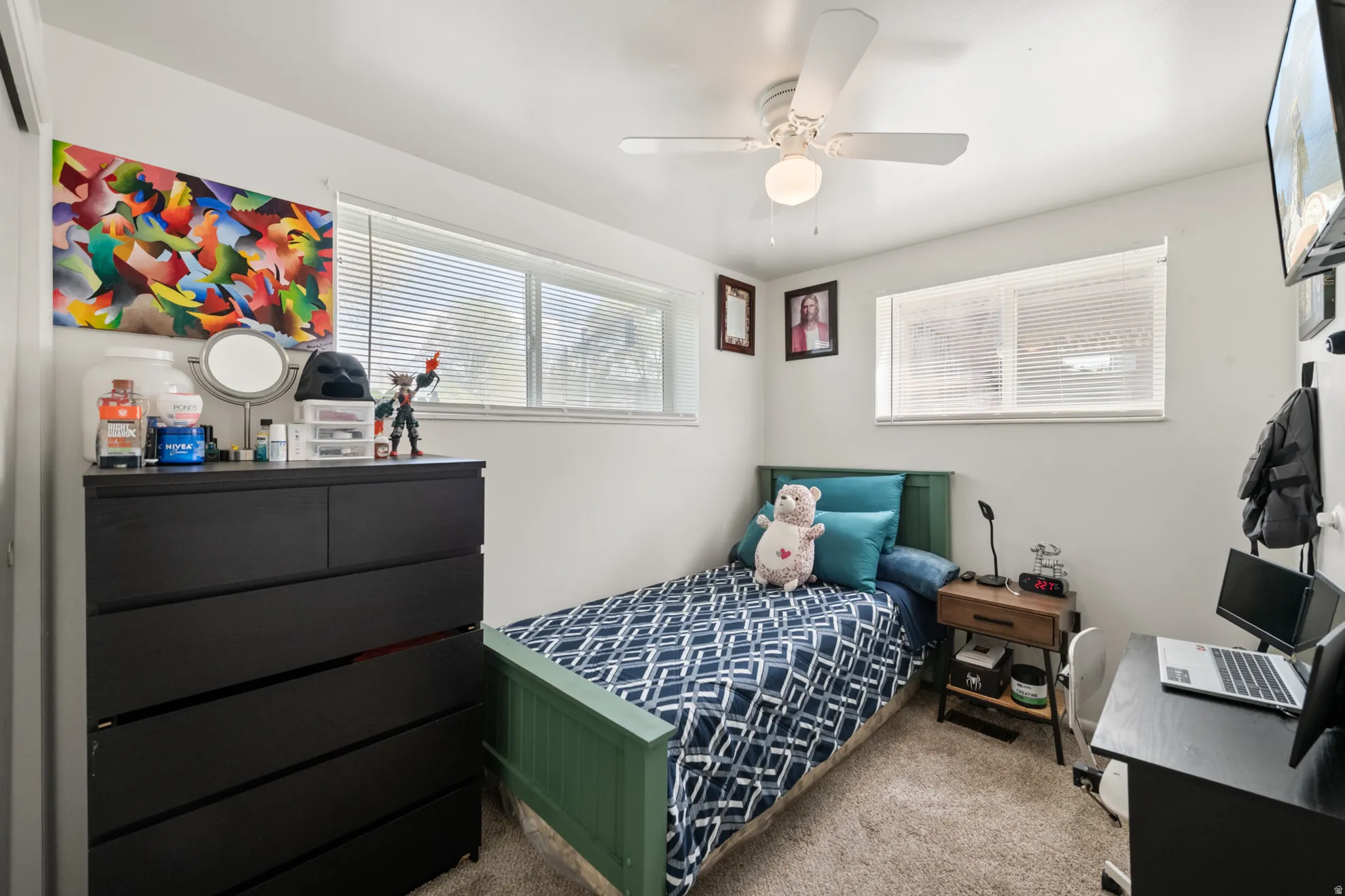 Bedroom featuring carpet floors and new paint