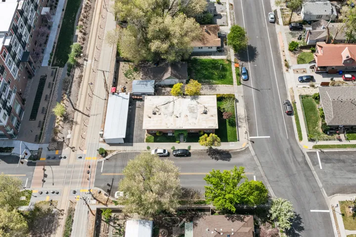 Drone / aerial view. Apartment location steps away from TRAX.