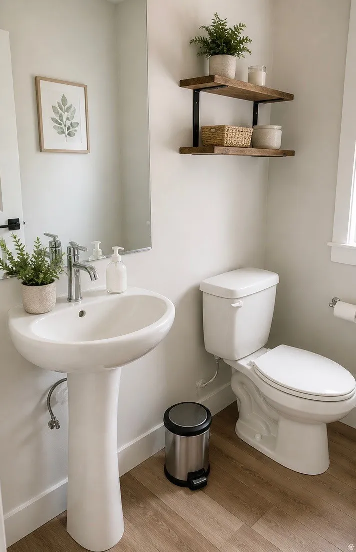 Bathroom with toilet and light wood-type flooring