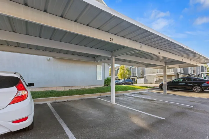 View of covered parking lot