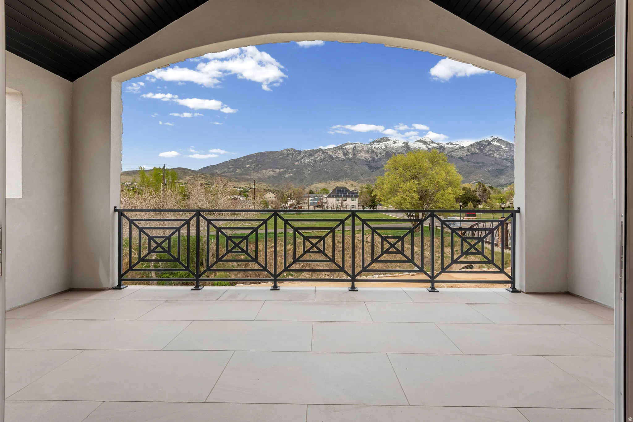Balcony with a mountain view