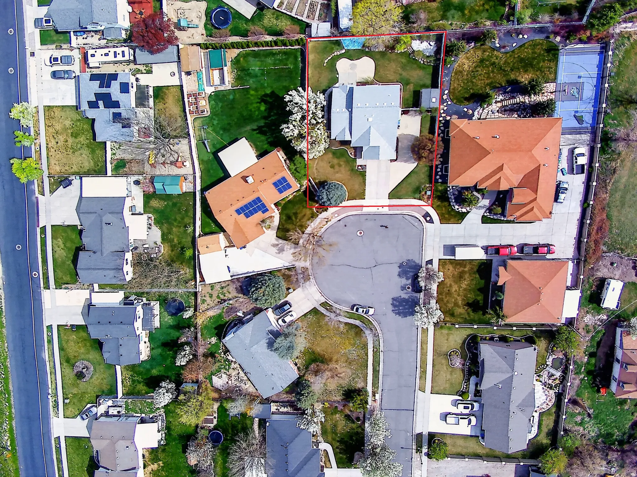 Aerial perspective of suburban area