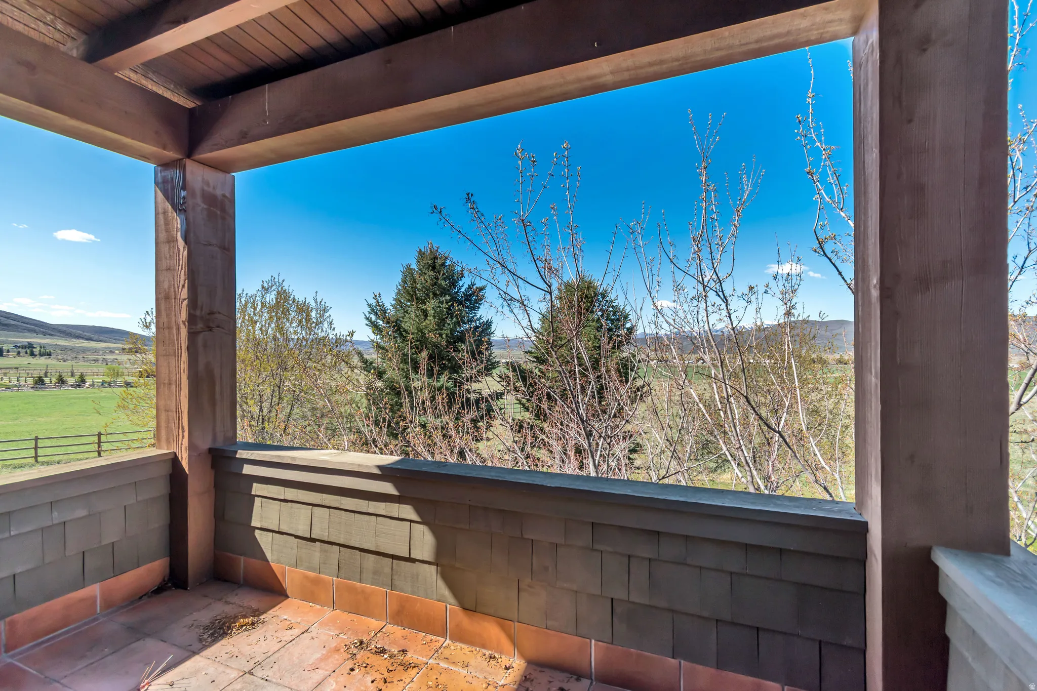 Balcony with a mountain view