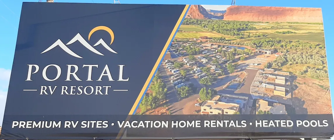 Portal RV Resort Park sign.