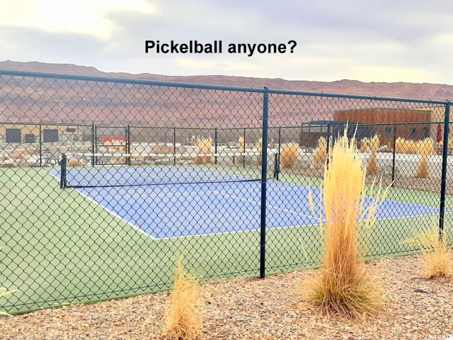 View of pickle ball court featuring a mountain view