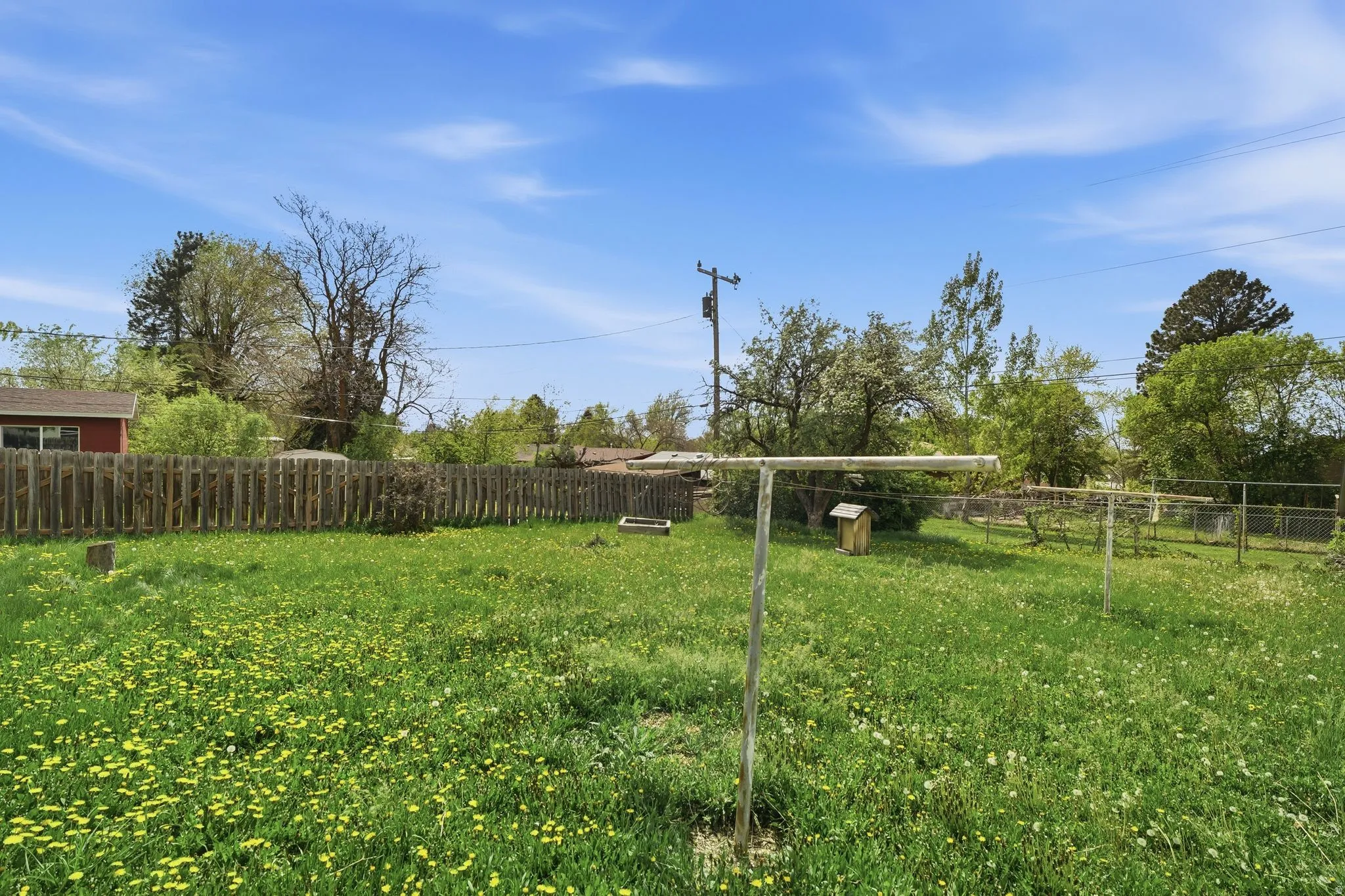 View of fenced backyard