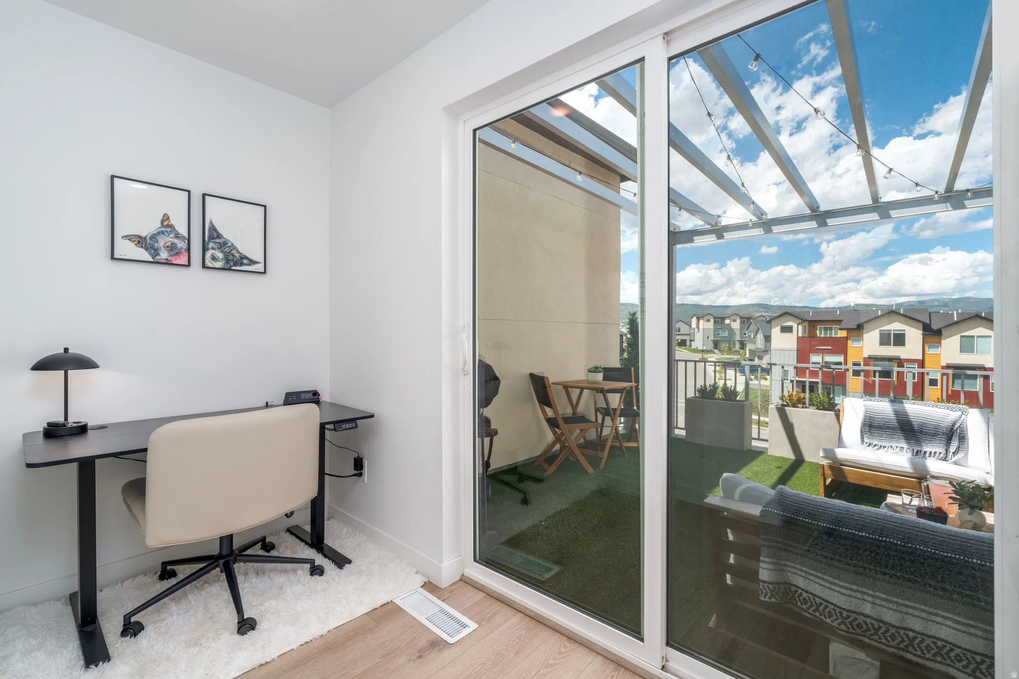 Office featuring light wood finished floors and baseboards