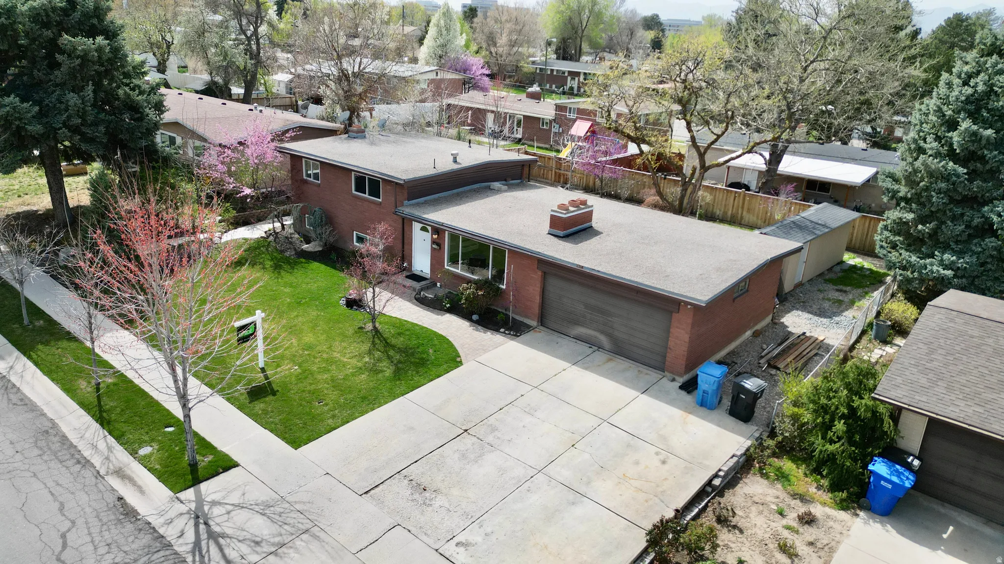 Aerial perspective of suburban area