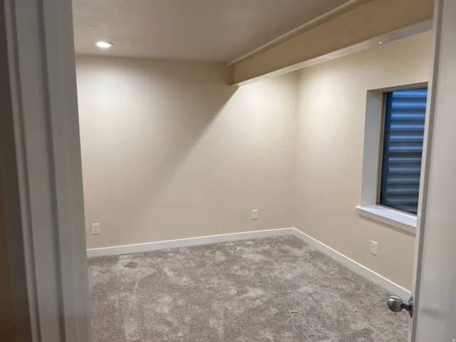 Spare room featuring carpet floors and recessed lighting