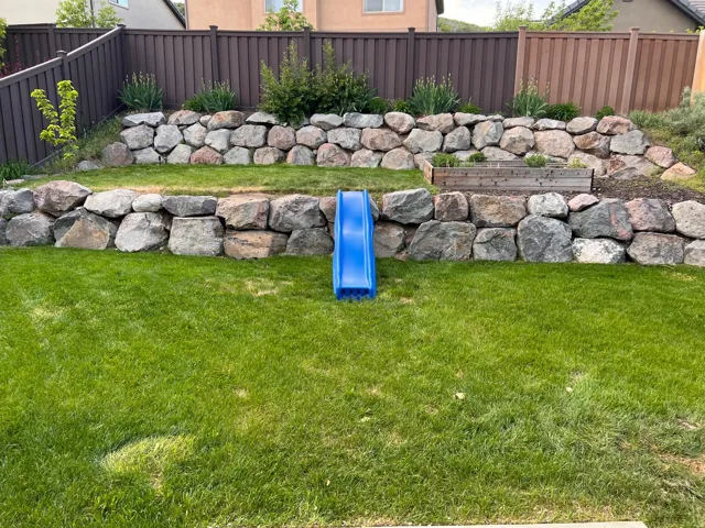View of fenced backyard
