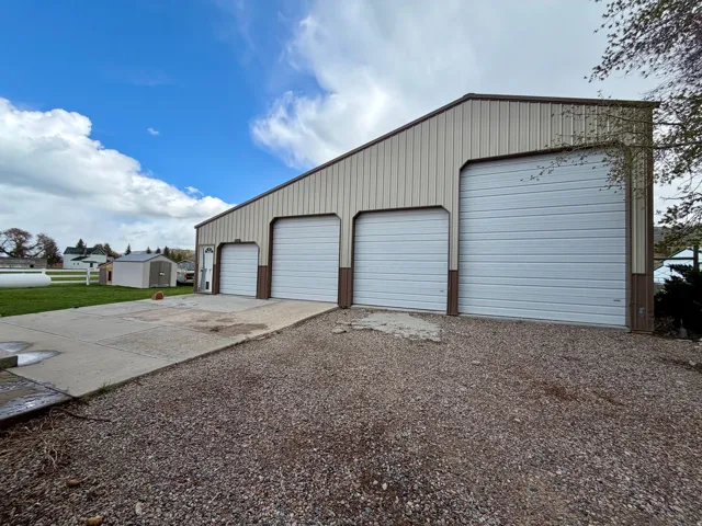 View of detached garage