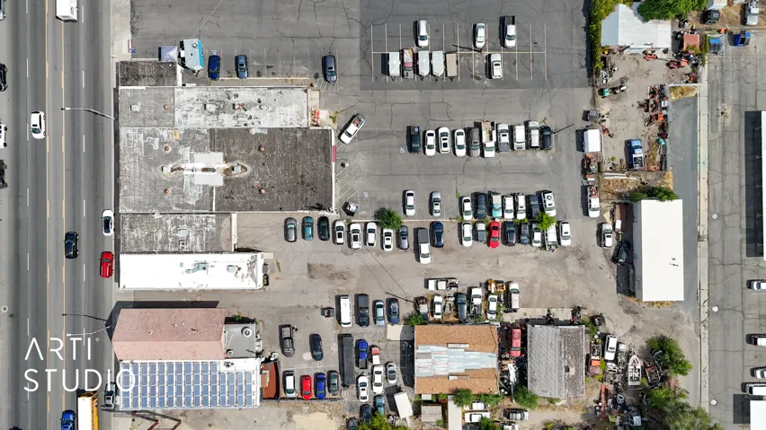 Bird's eye view of industrial structures
