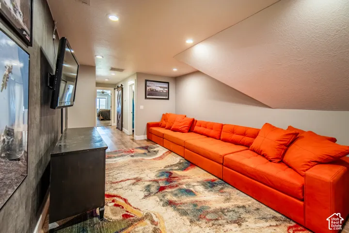 Living area with LED Trim lights and recessed lighting