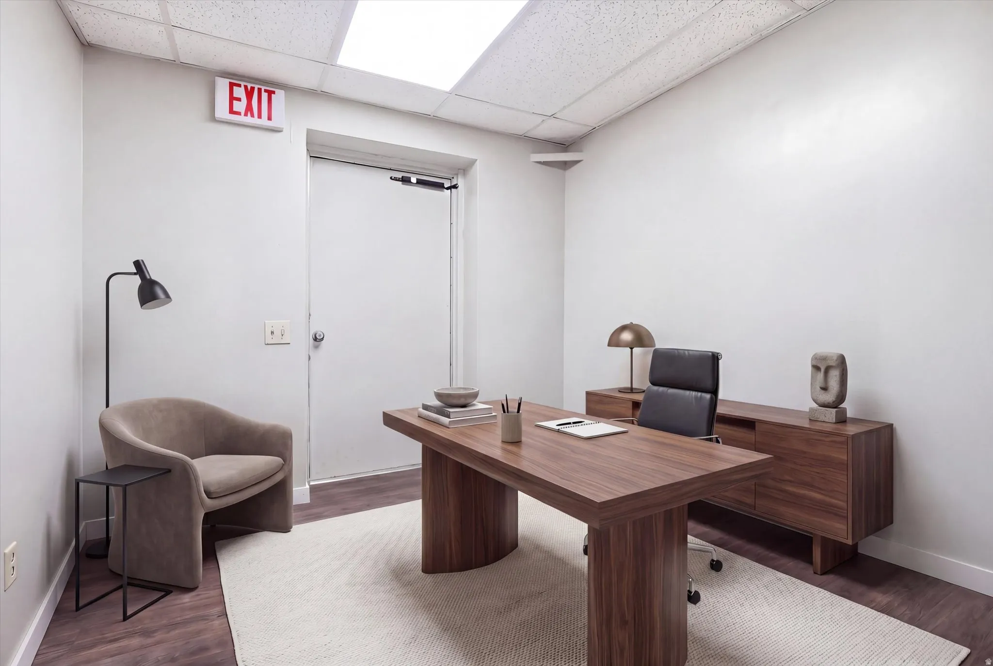 Office area virtually staged