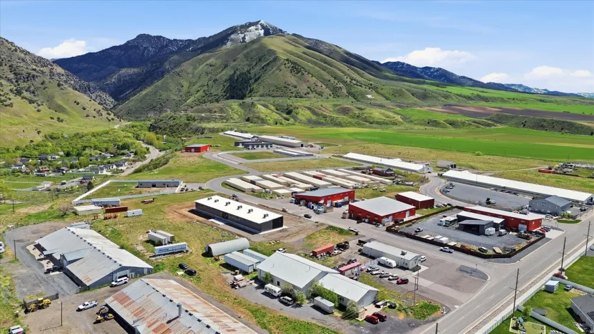 Aerial view of a mountain backdrop