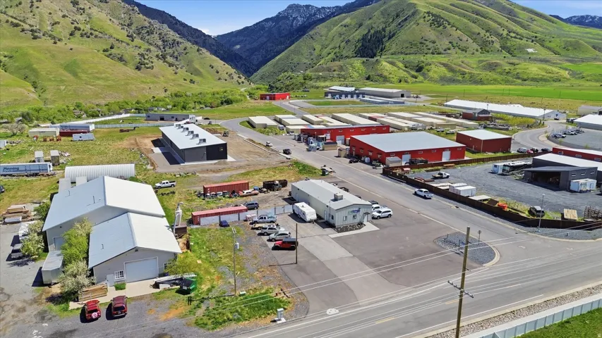Aerial view of a mountain backdrop