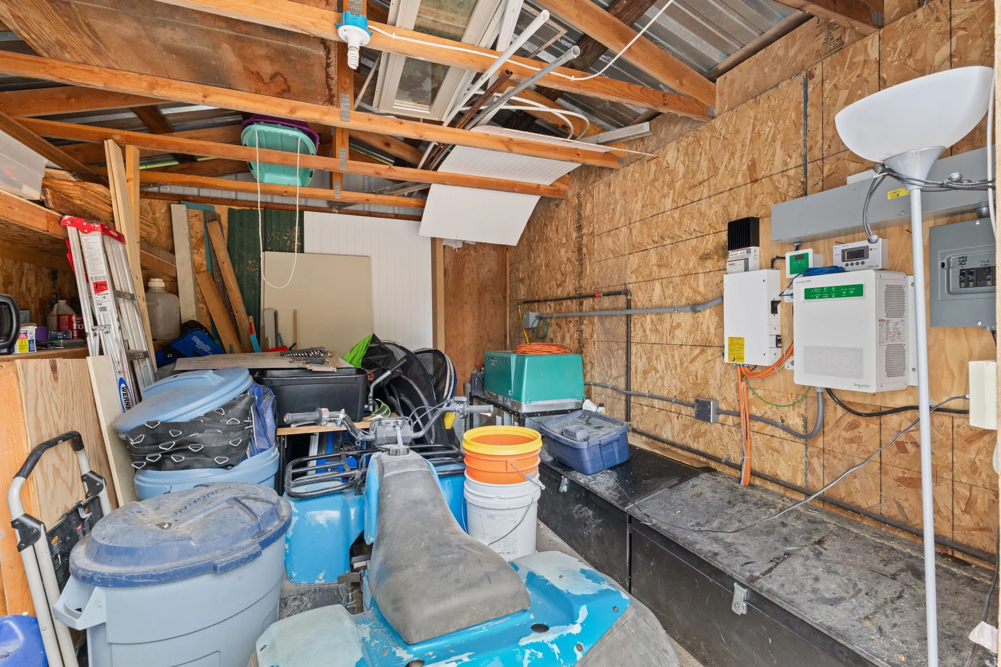 Storage shed to house solar and generator