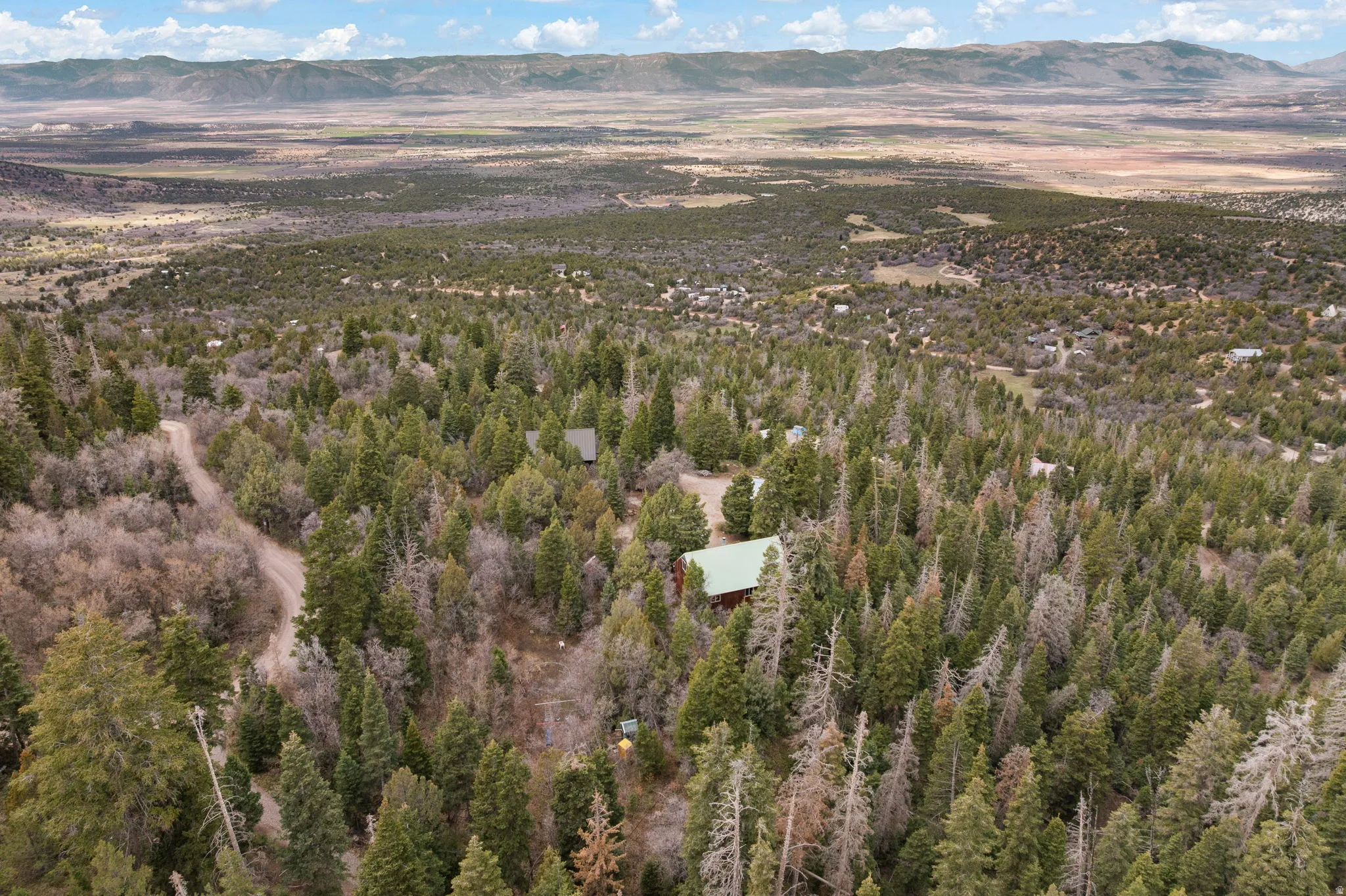 Aerial view of a mountainous background