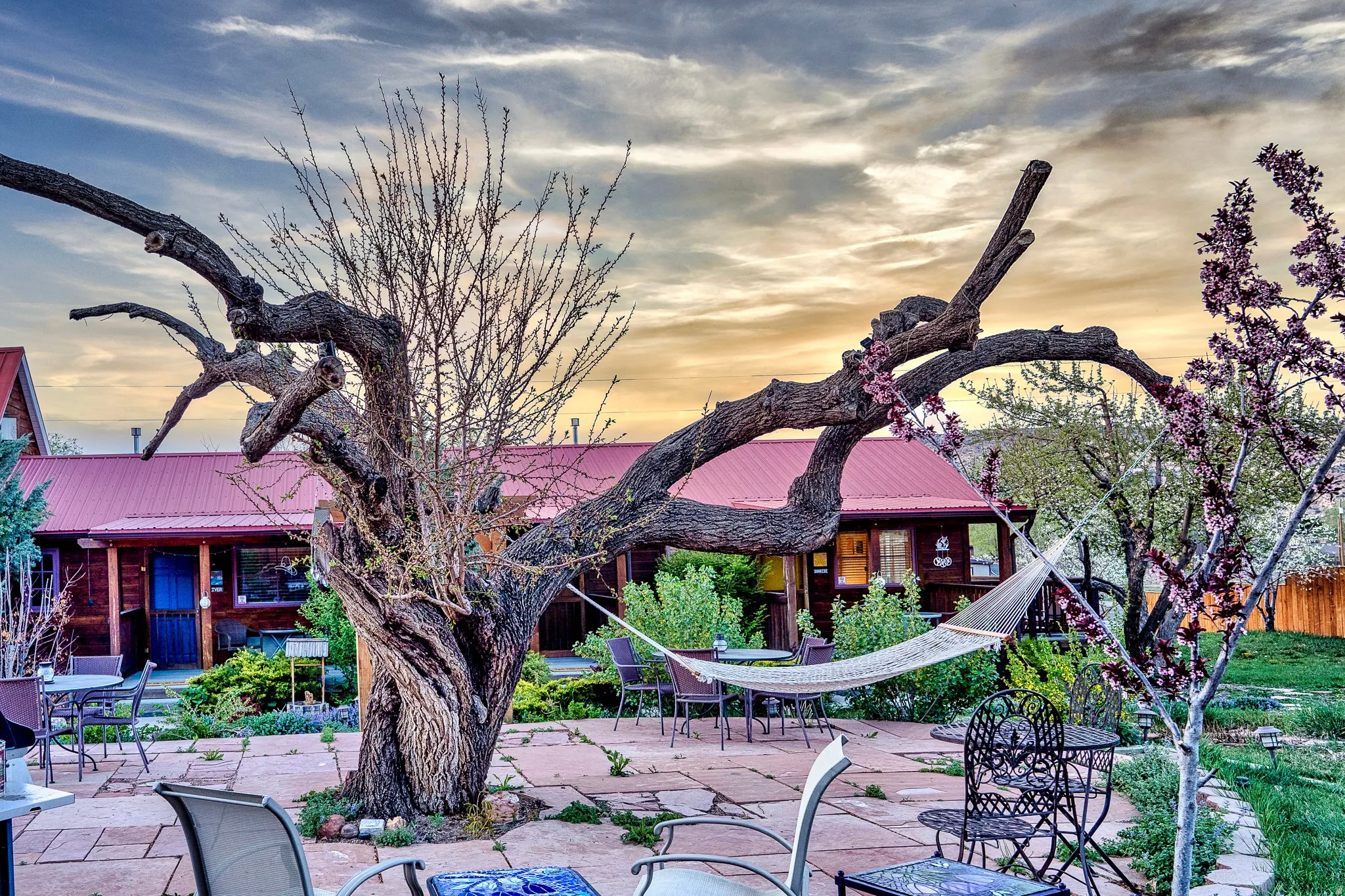 Surrounding community with a patio area