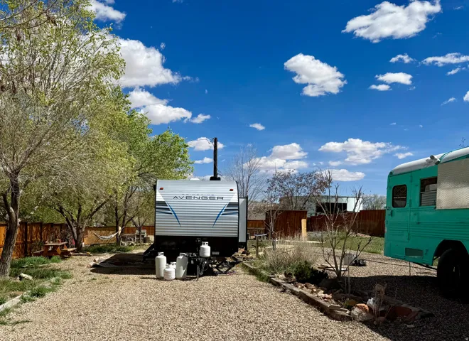 View of parking featuring a fenced backyard