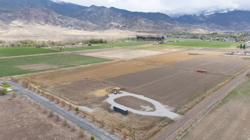 Mountain view with rural landscape and farmland