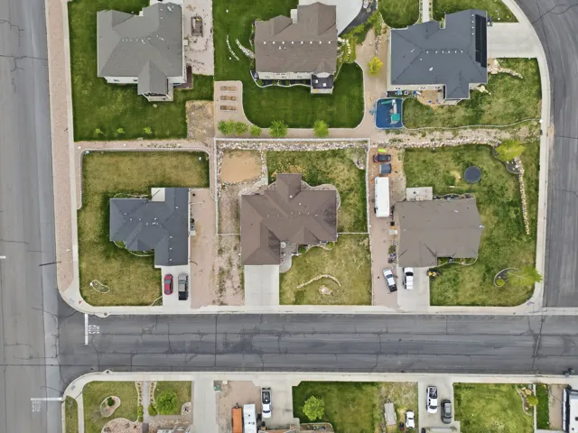 Aerial perspective of suburban area