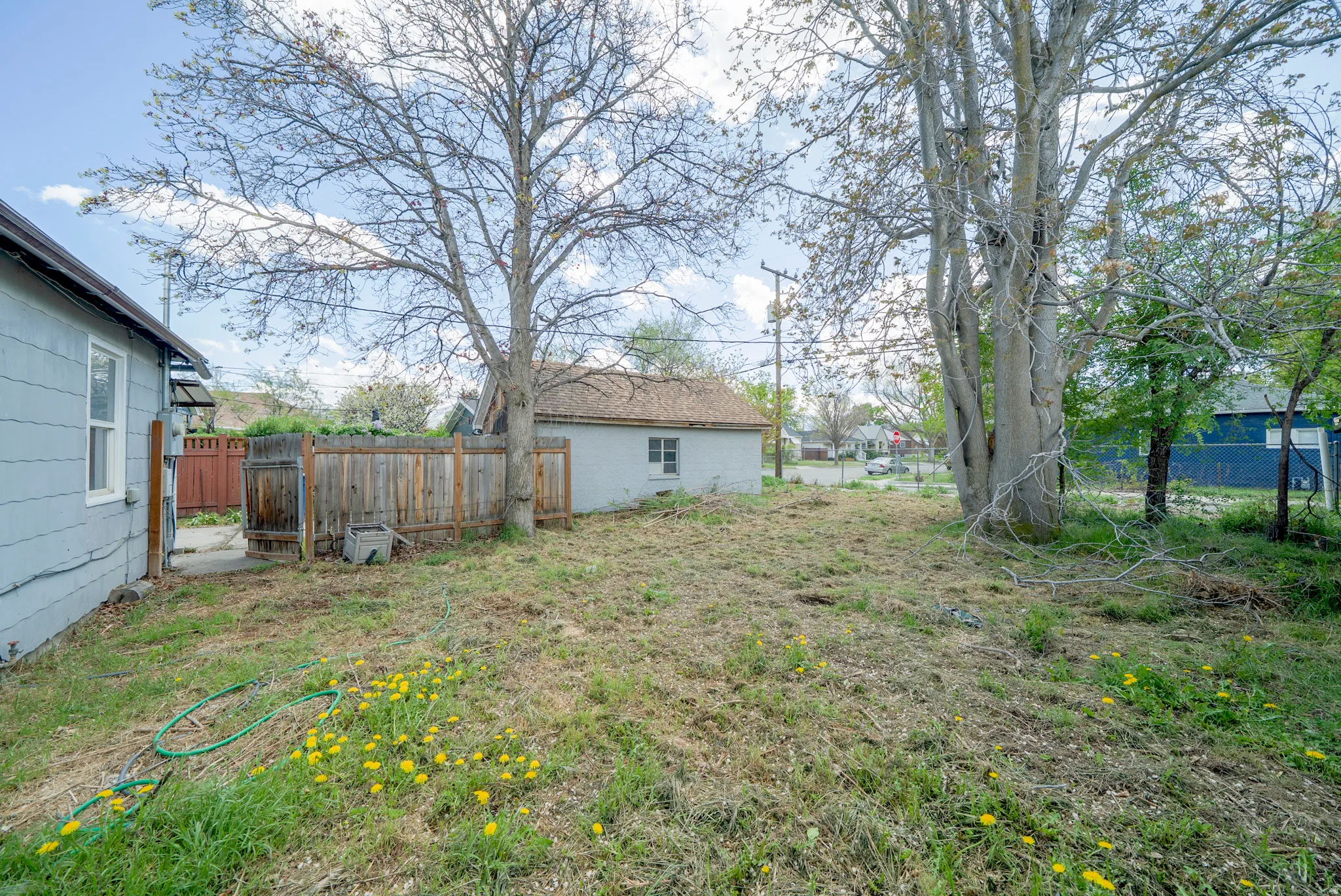 View of fenced backyard