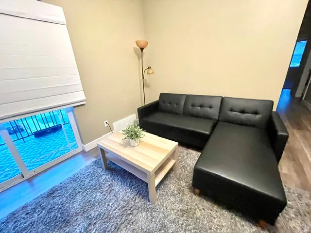 Wood-finish flooring throughout