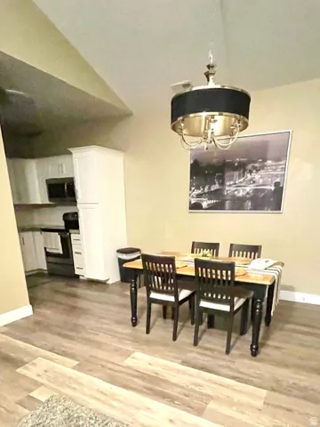Wood-finish flooring throughout