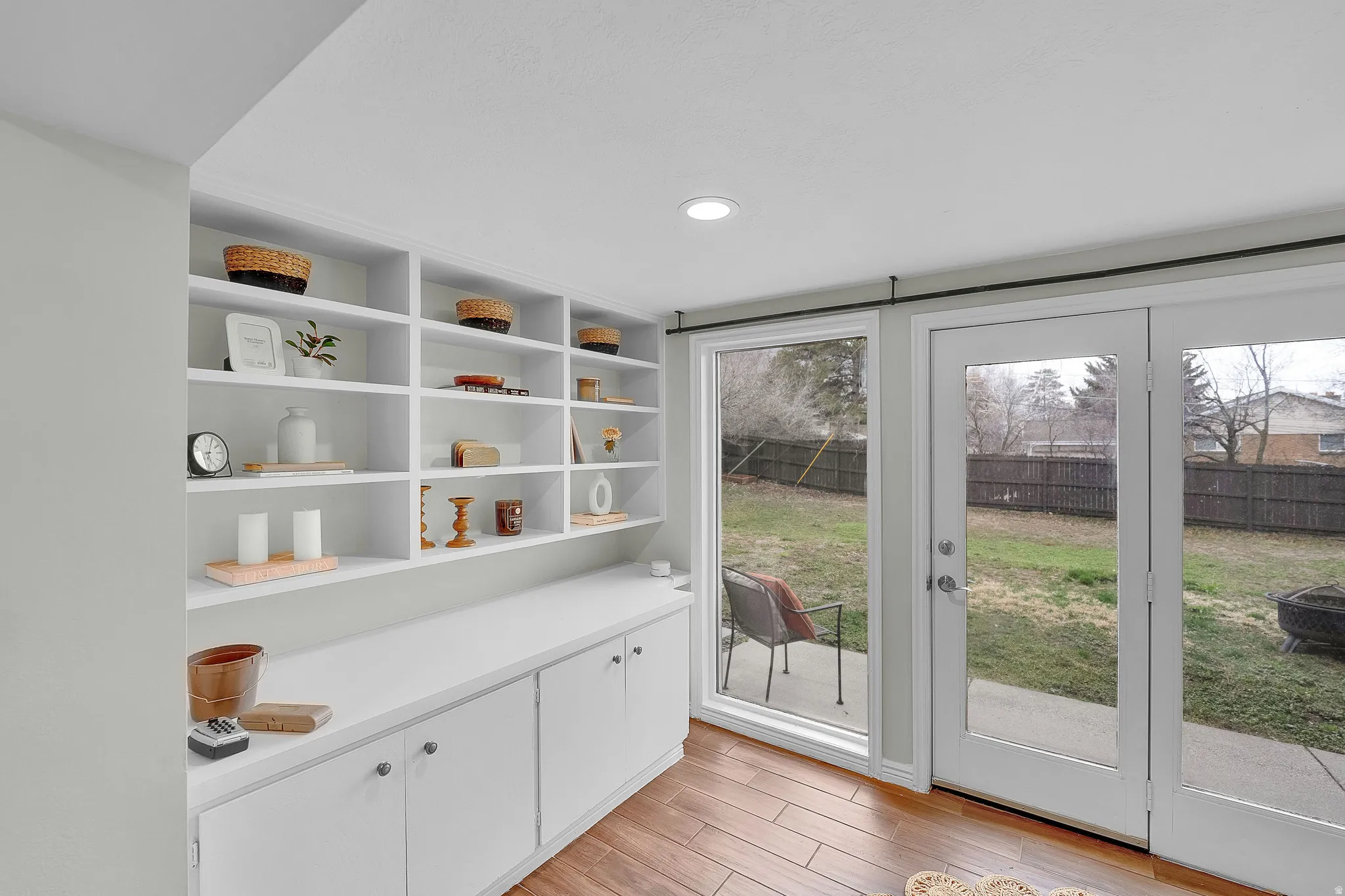 Doorway featuring wood finished floors