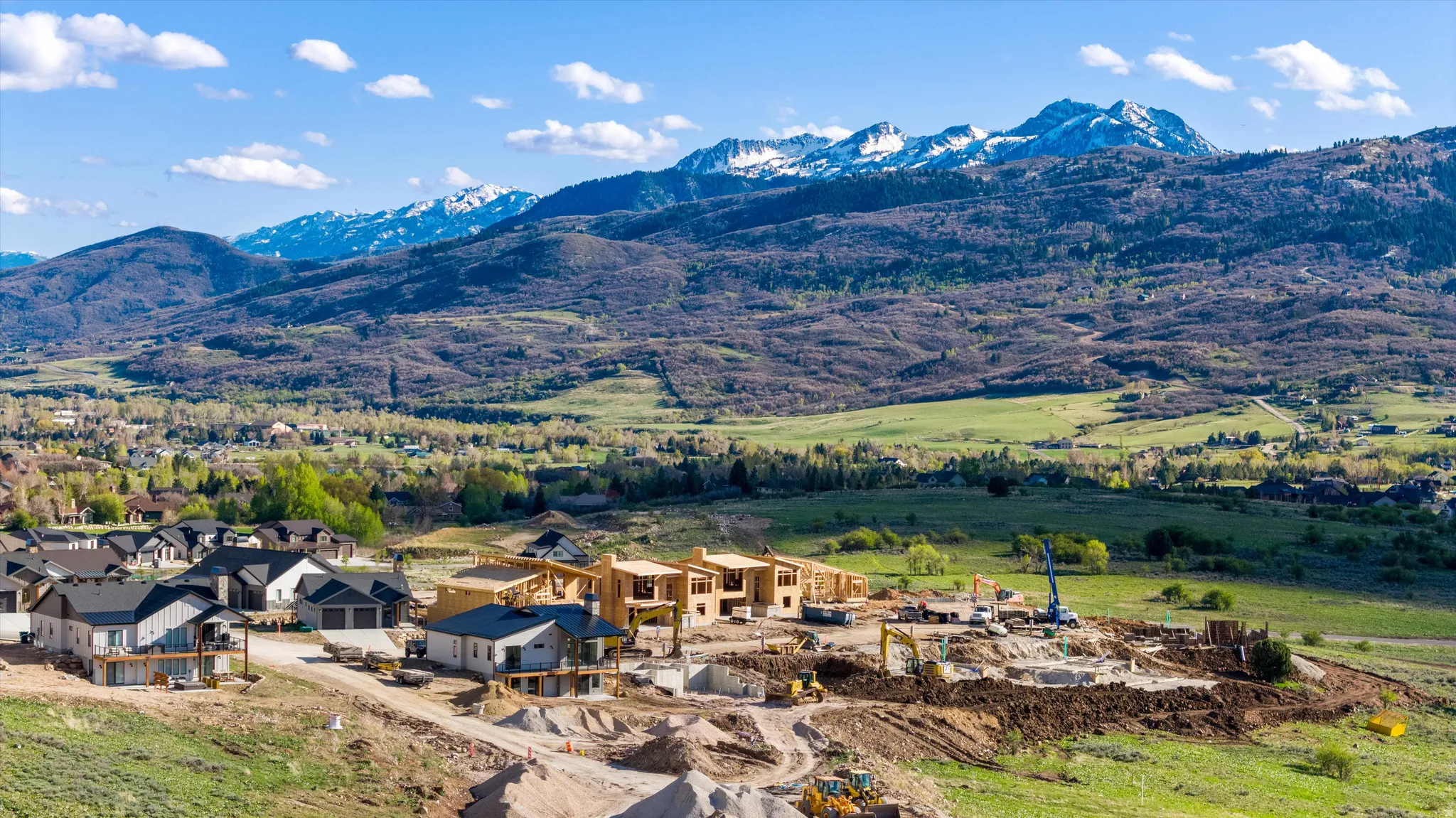 View of mountain background with nearby suburban area
