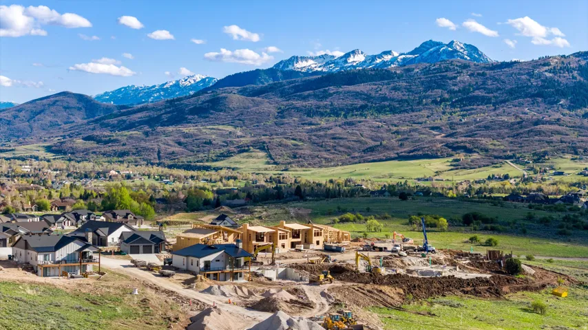 View of mountain background with nearby suburban area