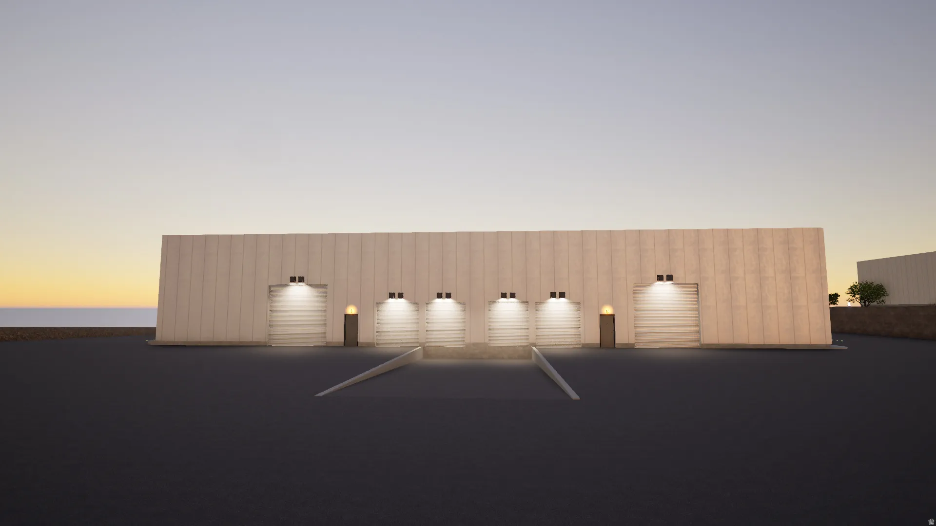 View of parking at dusk