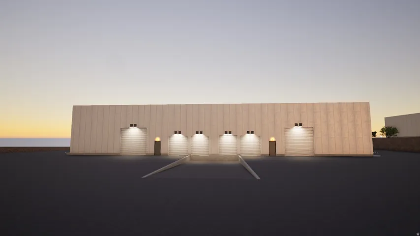 View of parking at dusk