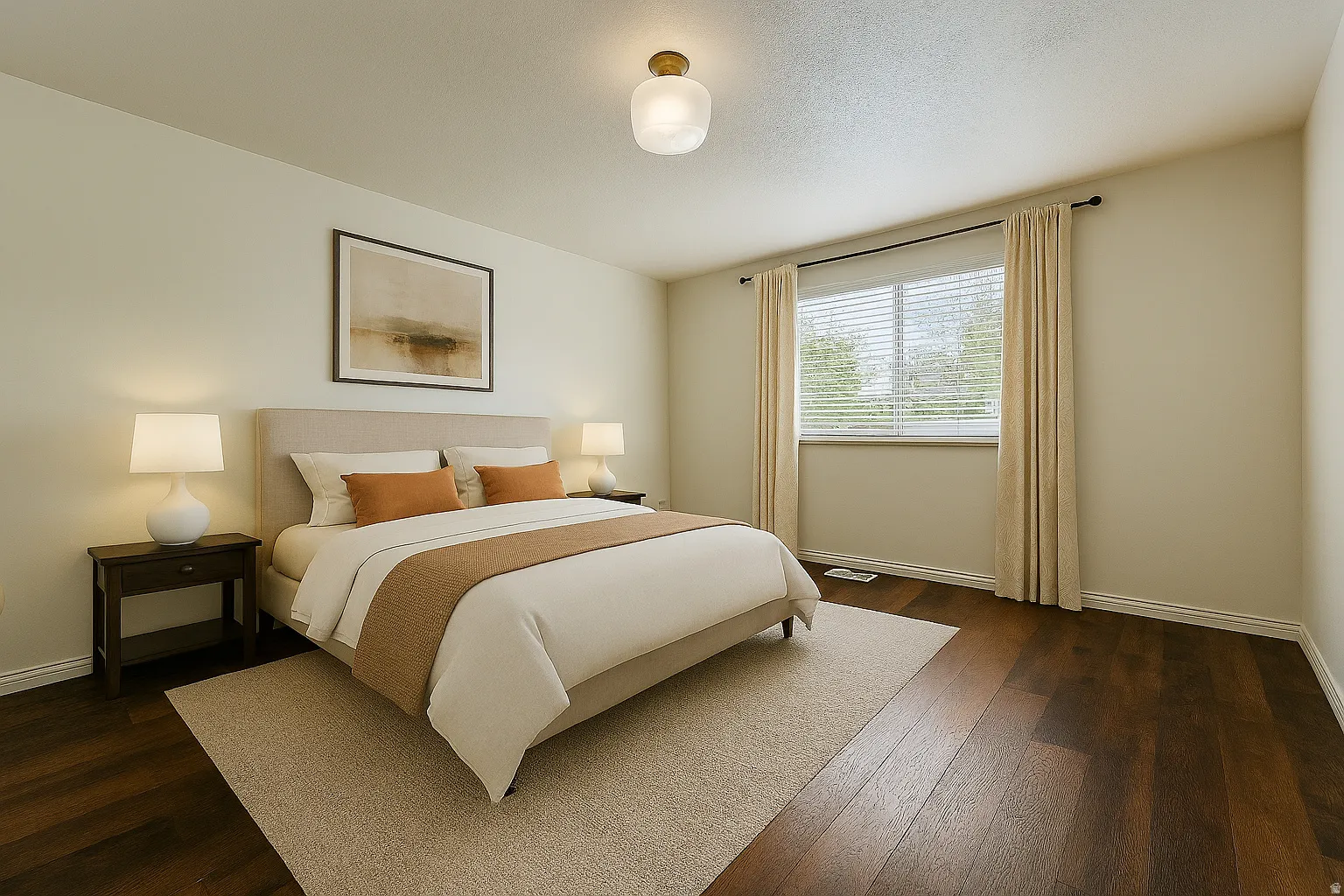 Bedroom with dark wood-type flooring