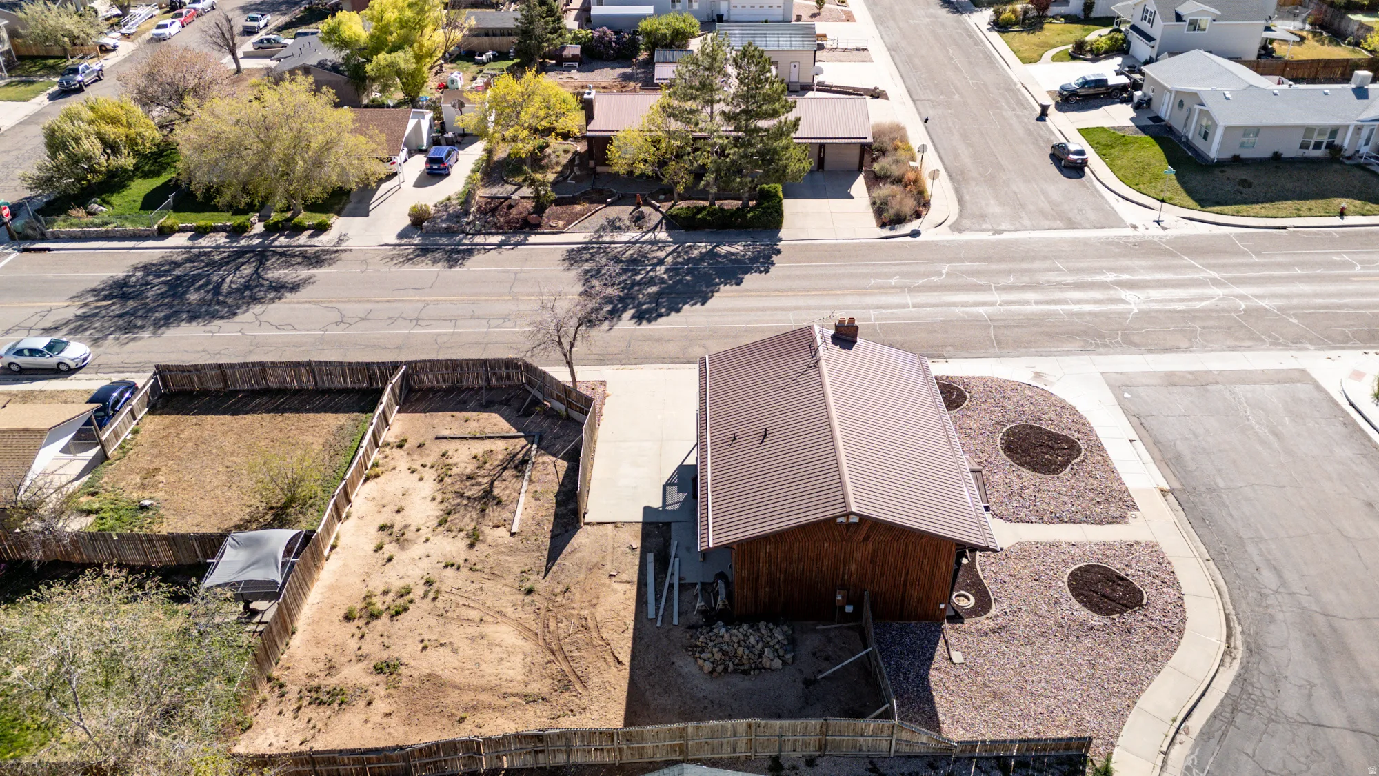 Aerial view of residential area