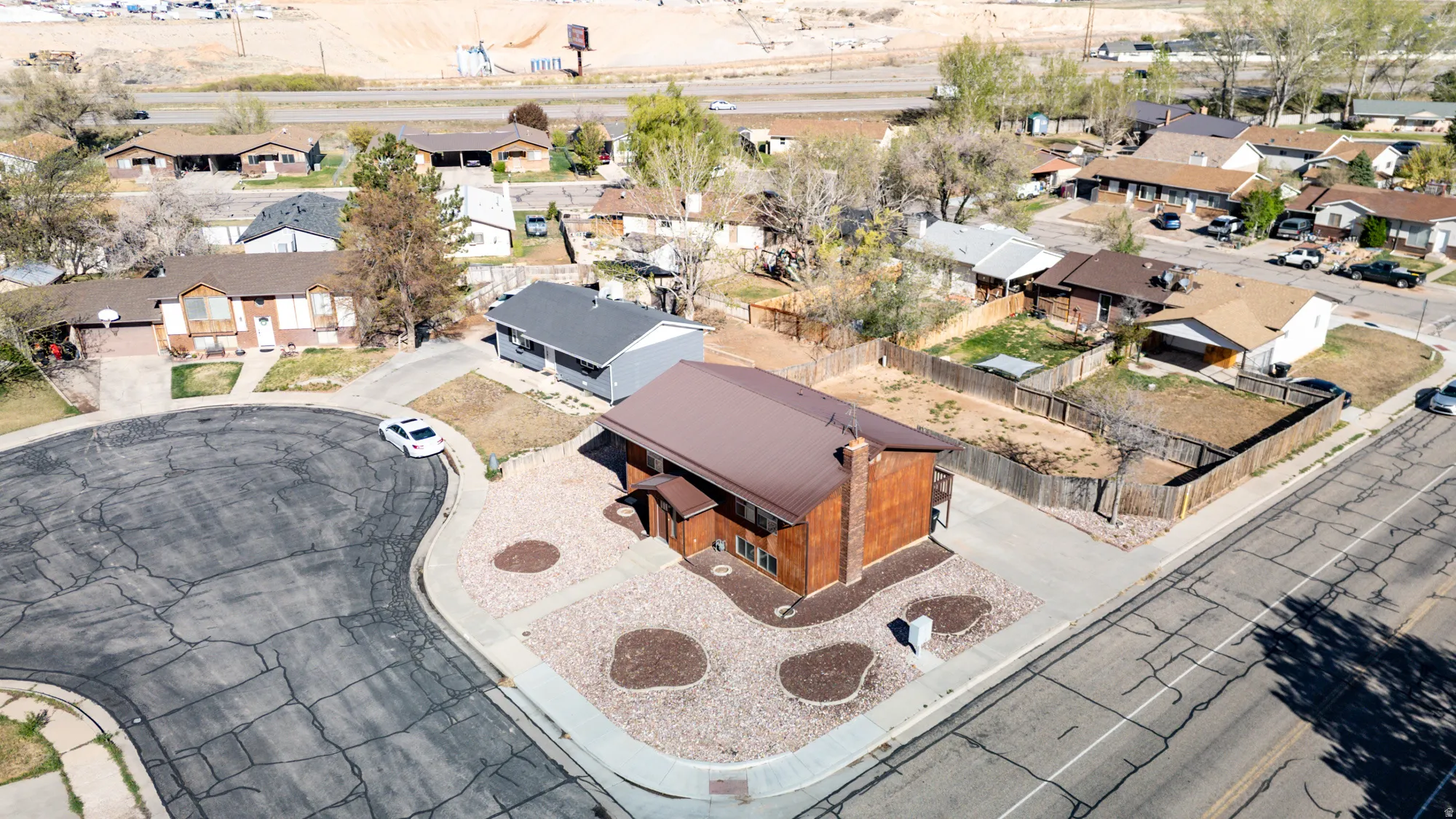 Aerial view of residential area