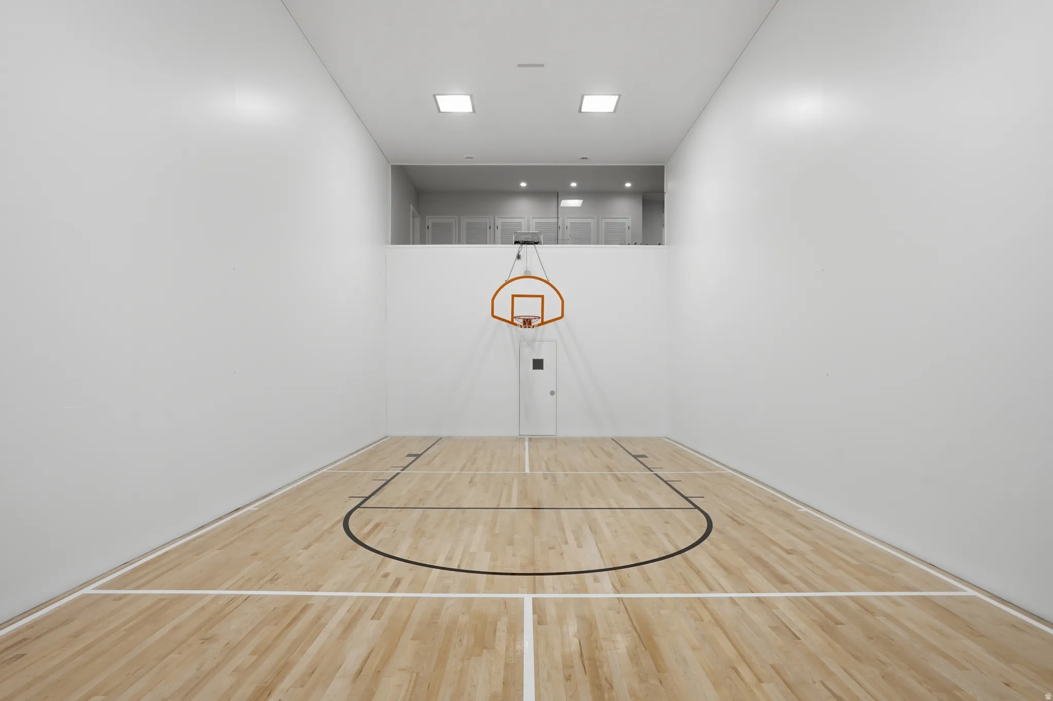 Sport court with freshly painted pickle ball & basketball lines