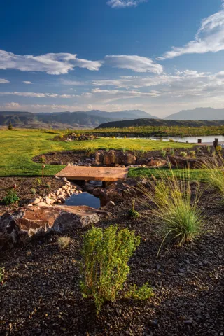View of yard with a mountain view