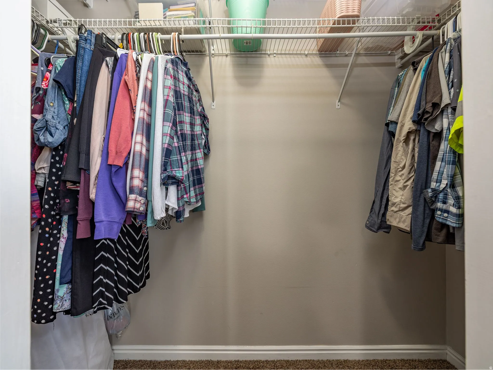 Walk in closet with carpet floors