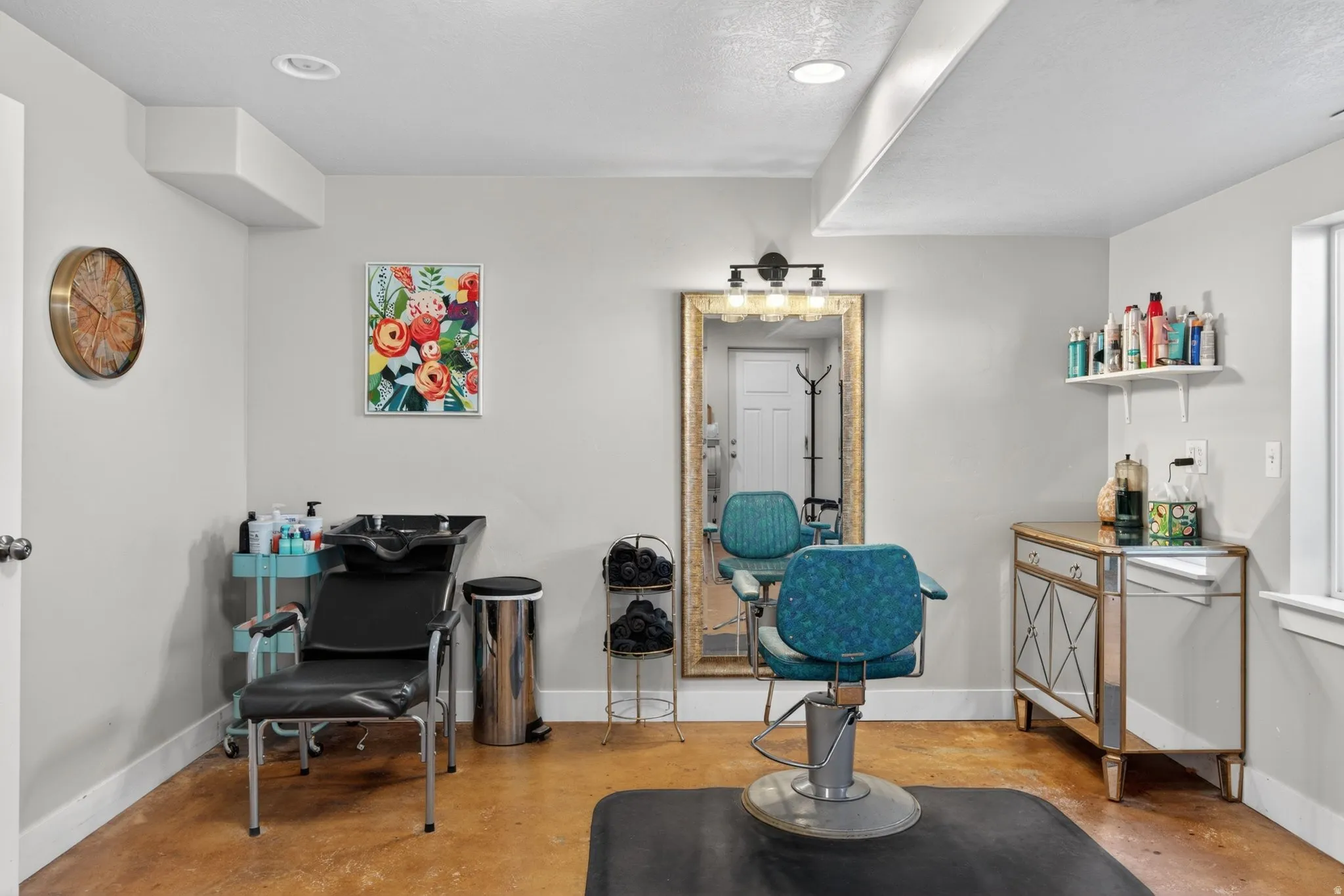 Office space featuring concrete floors