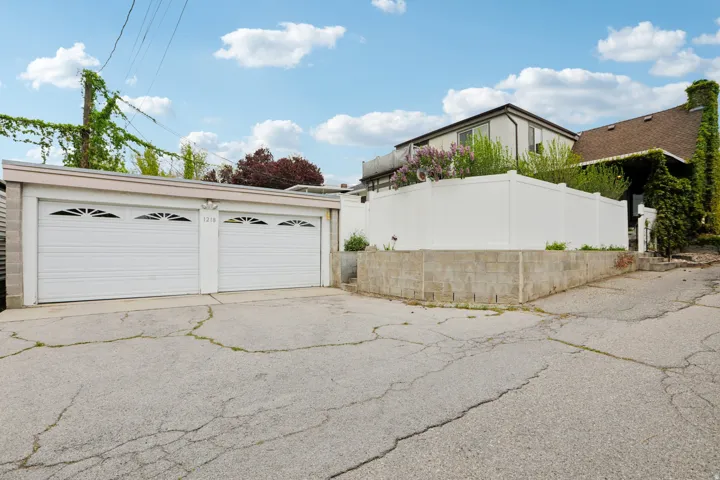 View of detached garage